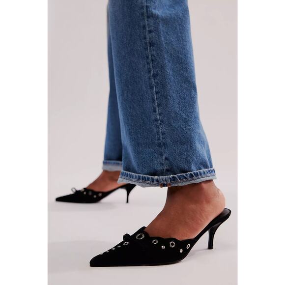 $168! Free People Arabella Heels In Navy Blue Suede 9.5 New without a box - Picture 4 of 8